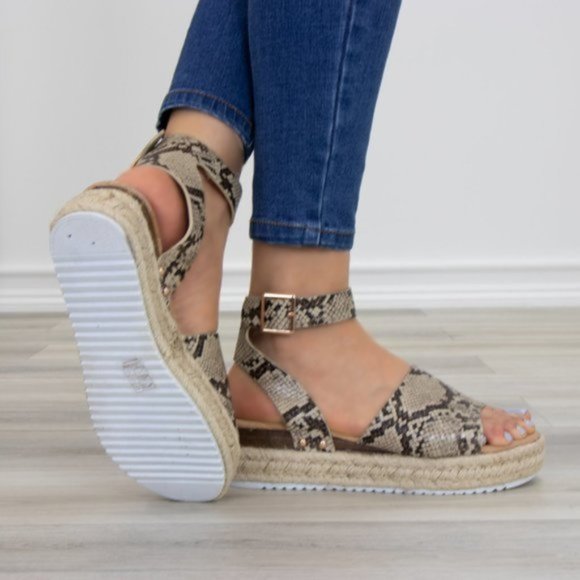 Python Snake Espadrille Platform Comfort Sandal - Picture 7 of 7